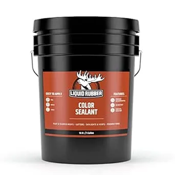 Liquid Rubber Color Sealant - Multi-Surface Leak Repair Indoor and Outdoor Coating, Water-Based, Easy to Apply, Dark Gray, 5 Gallon