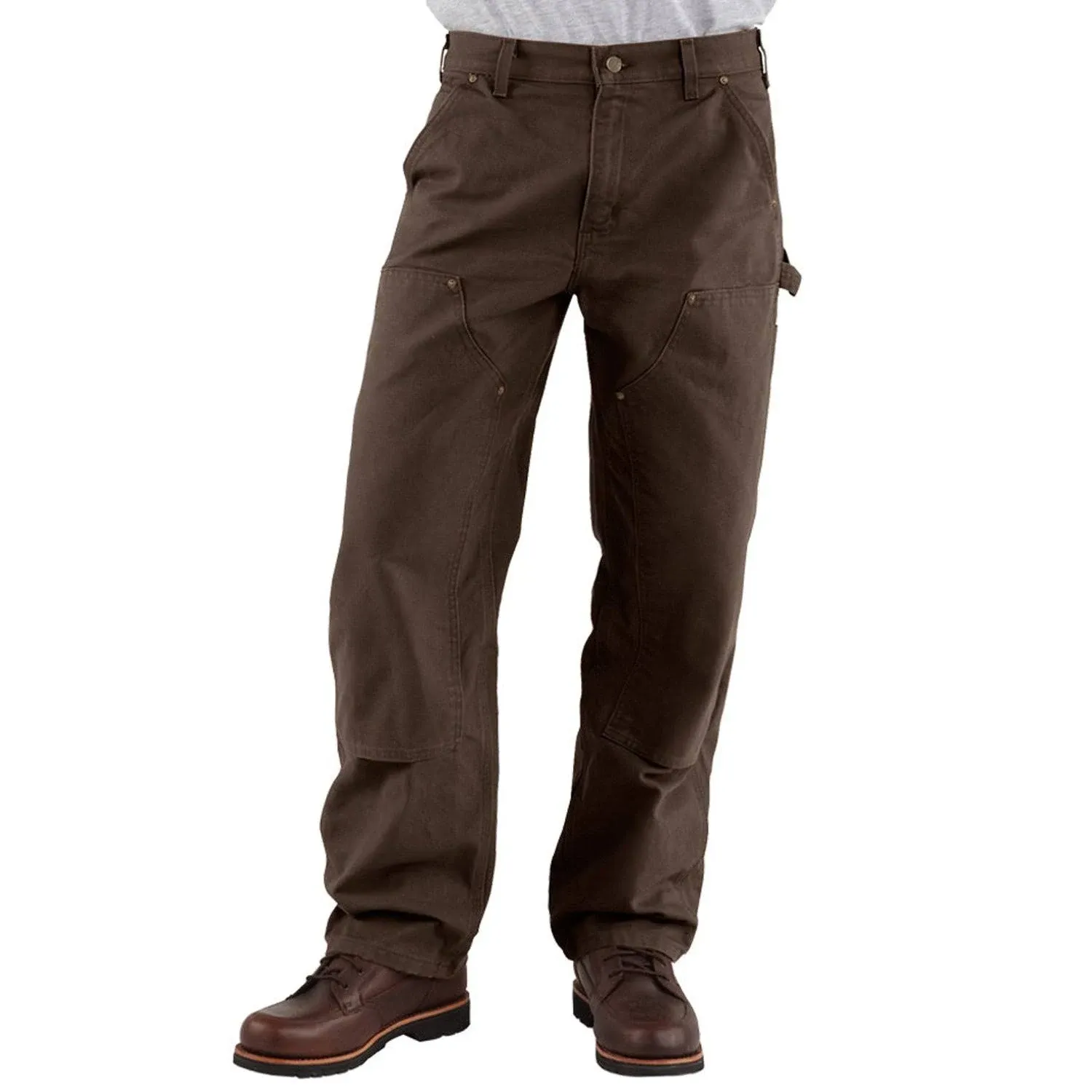 Men&#x27;s NWT Carhartt Brown Loose Fit Washed Duck Double Front Dungaree B136 46x32