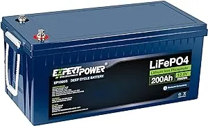 ExpertPower 12V 200Ah Lithium LiFePO4 Deep Cycle Rechargeable Battery | Bluetooth | 2500-7000 Life Cycles & 10-Year Lifetime | Built-in BMS | RV, Camper, Solar, Marine, Overland, Off-Grid