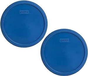 Pyrex 7401-PC Lake Blue Round Plastic Food Storage Replacement Lid (2-Pack)