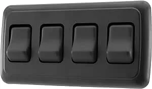 Quad SPST On-Off Switch with Bezel, 12-Volt, for RV, Trailer, Camper (Black)