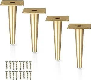 Ilyapa Tapered Metal Furniture Leg - Set of 4 Gold 6&#034; Replacement Furniture Feet