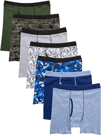 Hanes Boys' ComfortSoft Waistband Printed Boxer Brief, Small, Assorted - 7 count