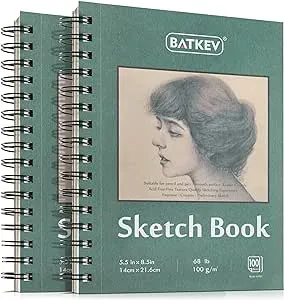 BATKEV 9 x 12 inches Sketchbook 100 Sheets, Thick Drawing Paper Sketch Drawing Paper Sketch Pad, Art Paper for Drawing and Painting for Kids