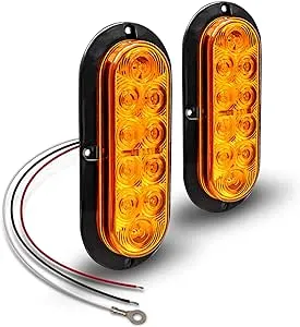 Nilight 6 inch Oval Amber Upgrade LED Trailer Tail Lights (Pair)