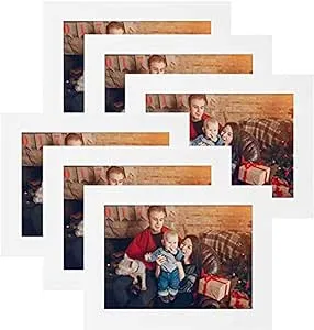 Frametory, 5x7 White Picture Frame Set of 6, High Definition Real Glass, Horizontal and Vertical Formats for Wall and Table Mounting, Family, Friends, Mothers Day Gift