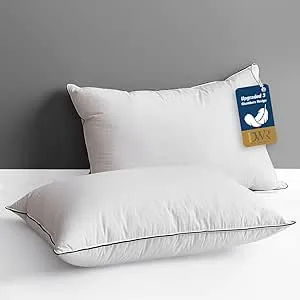 DWR Goose Feather Down Pillow for Sleeping 2 Pack, King Size Organic Cotton Hotel-Style Bed Pillow Inserts, Soft Medium Pillow for Stomach and Back Sleeper (20x36, Set of 2)