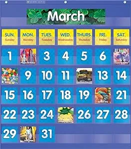 Monthly Calendar Pocket Chart, Blue