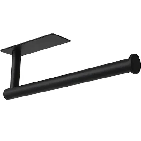 theaoo Paper Towel Holder - Under Cabinet Paper Towel Holder for Kitchen, Adhesive Paper Towel Roll Rack for Bathroom Towel, Wall Mounted Matte Black Paper Towel Rack, SUS304 Stainless Steel