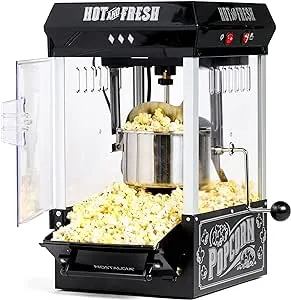 Nostalgia Popcorn Maker Machine - Professional Tabletop With 2.5 Oz Kettle Makes Up to 10 Cups - Vintage Popcorn Machine Movie Theater Style - Black