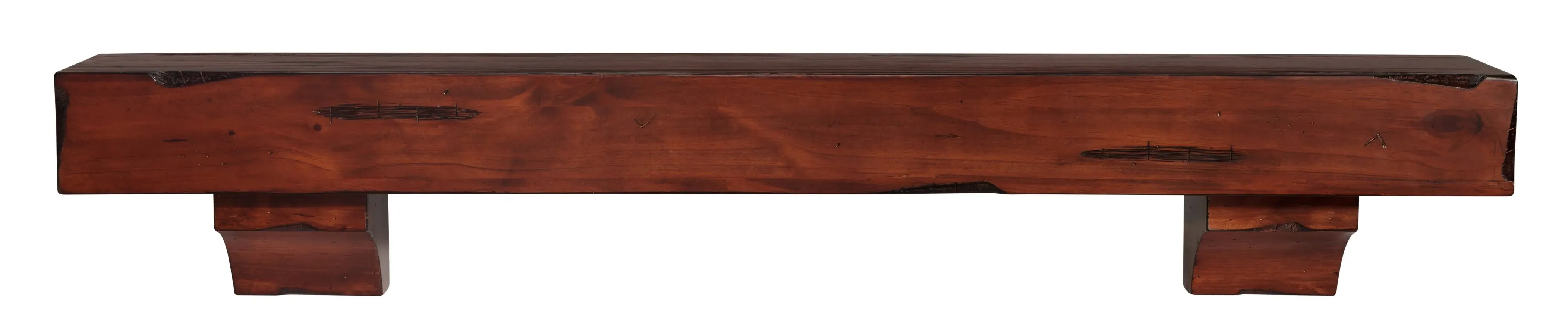 Shenandoah Pine 60in Fireplace Mantel Shelf, Rustic Cherry