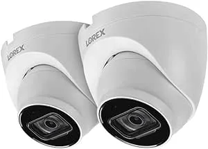 Lorex Technology Lorex E841CD-E IndoorOutdoor 4K Ultra HD Security IP Dome Camera, 2.8mm, 130ft Night Vision, Color Night Vision, Audio, White (2 Pack) E841CD-2PK