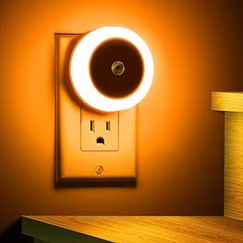 Briignite 4 Pack Amber Orange LED Night Light for Kids, Plug in Light Sensor Smart Night Light, Hallway Lights, Wall Light for Adult, 0.6W 60LM