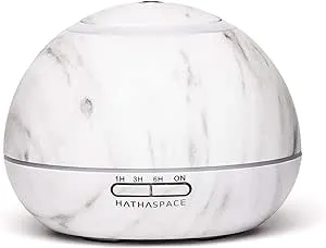 HATHASPACE Marble Essential Oil Diffuser, Aroma Diffuser, 350ml Aromatherapy Diffuser, Diffusers for Home, Ultrasonic Cool Mist Room Humidifier, 24+ Hour Capacity, 7-Color Mood Light, BPA-Free (White)