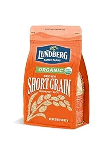 Lundberg Family Farms - Organic Brown Short Grain Rice, Subtle Nutty Aroma, Clings When Cooked, 100% Whole Grain, High Fiber, Pantry Staple, USDA Certified Organic, Gluten-Free, Vegan (32 oz, 1-Pack)