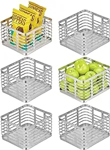 mDesign Small Metal Wire Organizer Basket for Kitchen, 3 Pack, Matte White