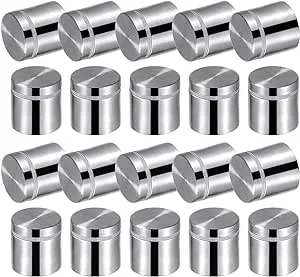 Favide 48 Packs Sign Standoff Screws Advertising Screws Stainless Steel Wall Standoff Mounts Glass Acrylic Nail for Glass Artwork and Sign Displays (1 x 1 Inch)