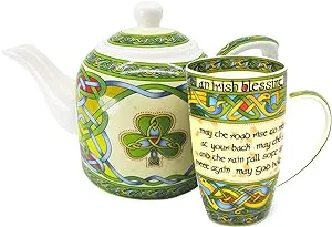 Royal Tara Shamrock Set of 1 Shamrock Porcelain Teapot & 1 Irish Blessing Tea Cup ...