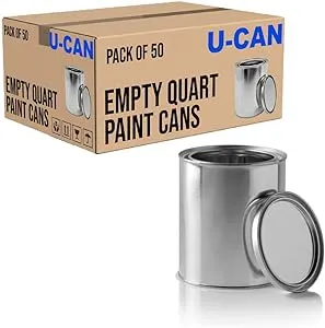 LAUCO Bulk Empty Quart Paint Cans with Lids - BOX OF 56 - Multi-purpose Empty Metal 32oz Paint Cans with Lids Set for DYI, Storage and Professional Projects