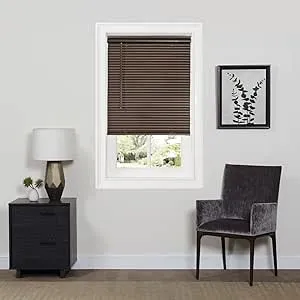 Cordless Room Darkening Mini Blind - 39 Inch Width, 64 Inch Length, 1" Slat Size - Mahogany - Cordless GII Deluxe Sundown Horizontal Windows Blinds for Interior by Achim Home Decor