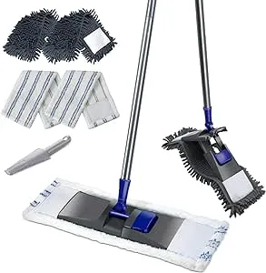 MASTERTOP Professional Microfiber Mop - Flat Mop for Floor Cleaning, Wet & Dry Sweeper Dust Mop with 4 Mop Refills, Extendable Handle, Magic Floor Mop for Hardwood, Tiles, Laminate,Vinyl