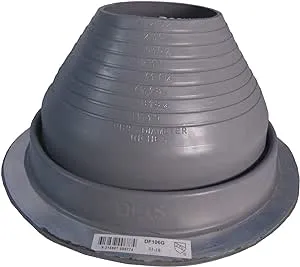 Dektite #6 Gray EPDM Metal Roof Pipe Flashing, Round Base, Pipe OD 5" - 9"