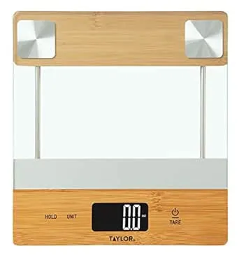 Taylor Digital Glass/Bamboo Household Kitchen Scale, 11 Pound Capacity, Natural