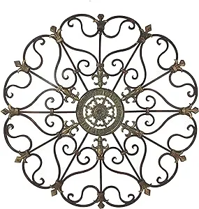 Deco 79 Metal Scroll Home Wall Decor Wall Sculpture, Wall Art 29" x 4" x 29", Brown