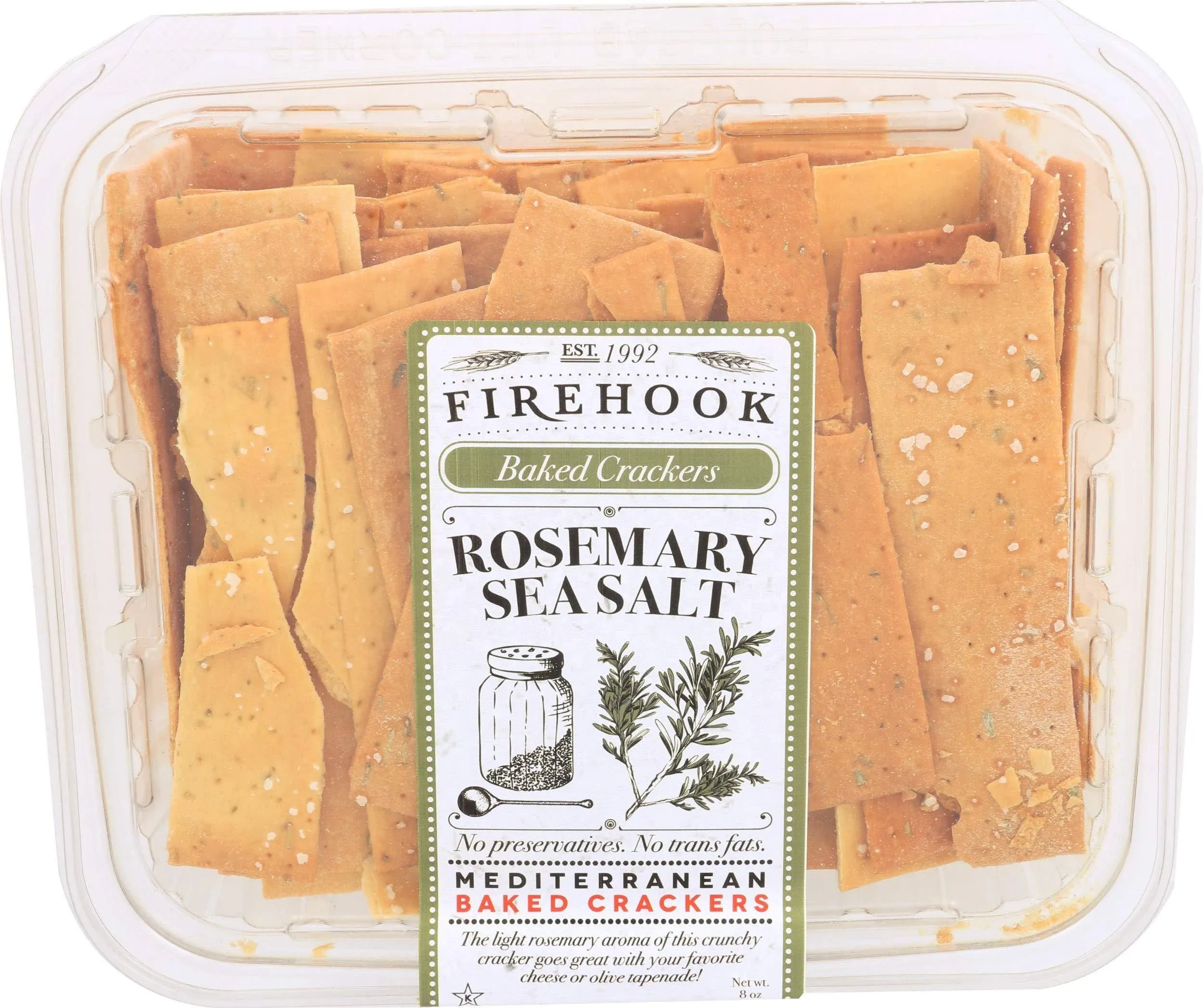 Firehook Baked Crackers, Mediterranean, Organic, Rosemary Sea Salt - 8 oz