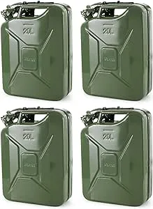 4) Wavian 3008 5.3 Gallon 20 Liter Authentic CARB Jerry Can w/Spout, Green