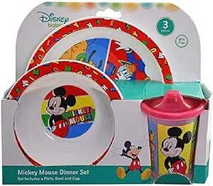 Mickey Mouse 3pc PP Dinner Set in Open Box (Plate, Bowl and Cup)