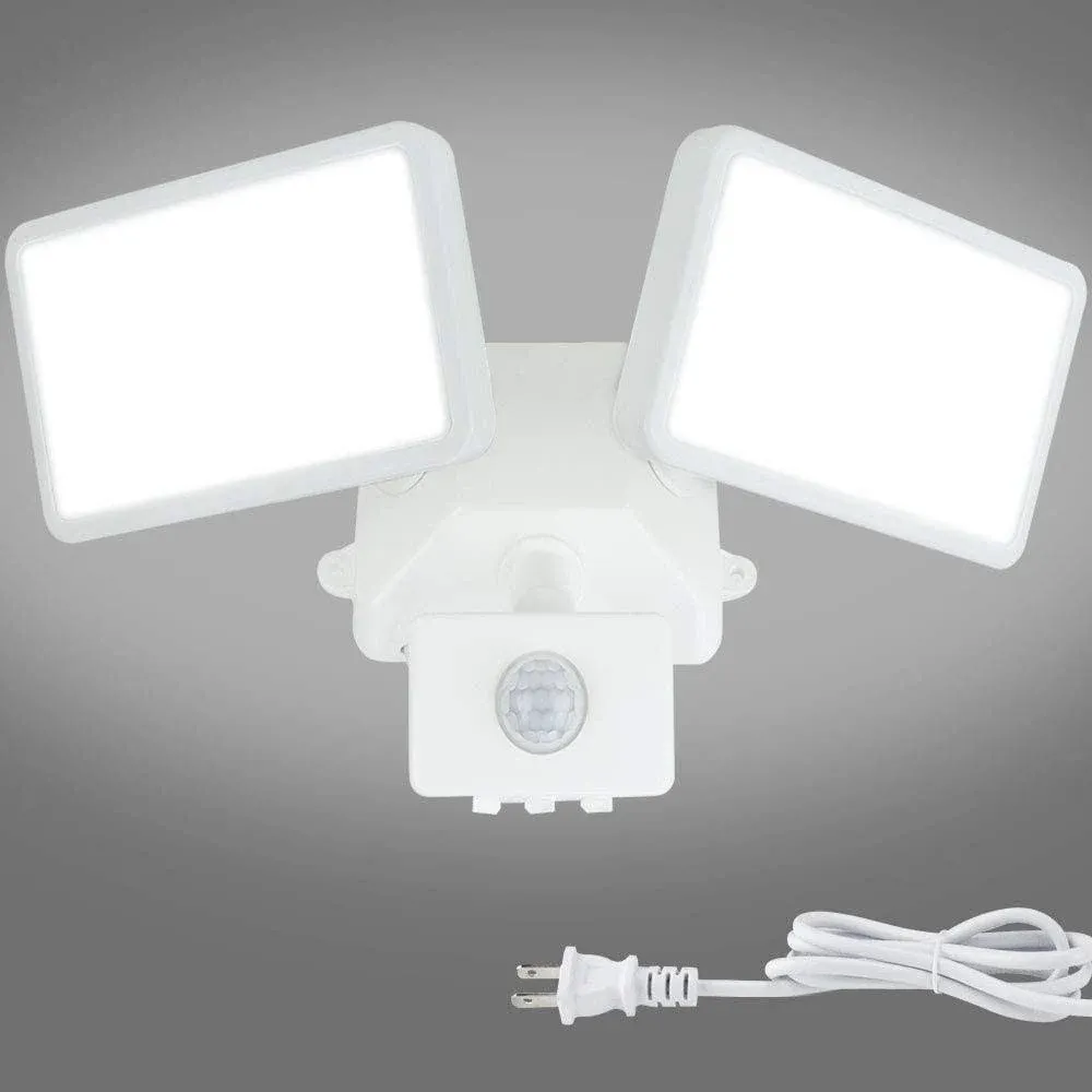 DLLT LED Motion Sensor Outdoor Light, 20W 6000k Plug in Security Lights 2...