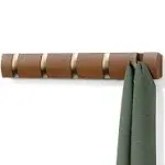 Umbra Flip Wall Mounted Coat Rack - 5 Hook - Walnut