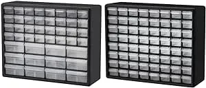 Akro-Mils 10144 D 20-Inch by 16-Inch by 6-1/2-Inch Black Hardware and Craft Cabinet with 64 Drawer 20-Inch by 16-Inch by 6-1/2-Inch Black Plastic Parts Cabinet