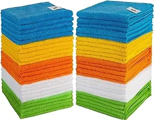 Scrubit Microfiber Cleaning Cloth Lint Free Towels for House, Kitchen, Cars, Windows -Ultra Absorbent and Super Soft Wash Cloths (50 Pack)