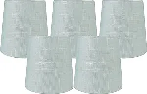 Meriville Set of 5 Capri Linen Clip On Chandelier Lamp Shades, 4-inch by 5-inch by 5-inch