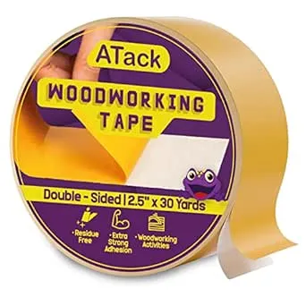 ATack Double-Sided Woodworking Crafter’s Tape, 2.5-Inch by 30-Yards Traceless...