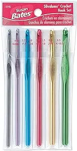 Susan Bates Silvalume Crochet Hook Set in Pouch Sizes F, G, H, I, J, K