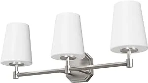 Hunter 19881 Nolita 3 Light 25 inch Bath Vanity Light in Brushed Nickel with Cased White Cone Glass