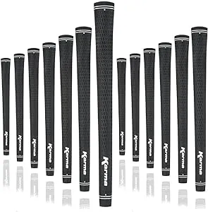 Karma Velour Black Midsize (+1/32") Golf Grips for Men (13 Piece Set)