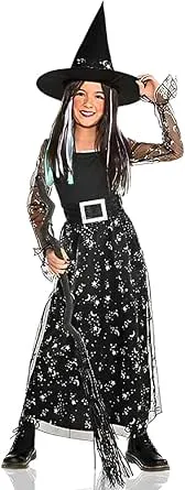 Amscan Cosmic Witch Halloween Costume for Kids Includes Dress with Attached Belt and Hat