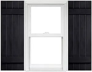 Board and Batten Joined Vinyl Shutters 14-1/2 inch x 31 inch - 050 Black by Homeside