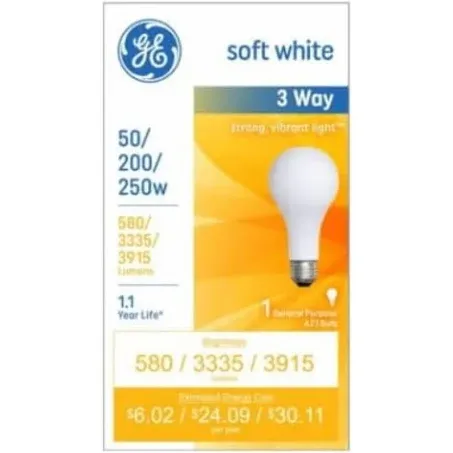 12 Pack GE Light Bulb 3-Way Standard Screw Base