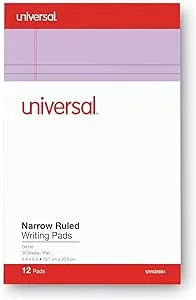 Universal 35854 Colored Perforated Note Pads, Narrow Rule, 5 x 8, Orchid, 50 Sheet (Pack of 12)