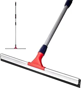 DSV Standard Professional Floor Squeegee for Concrete Floor, 24" Large Heavy Duty Squeegee for Floor, Squeegee Broom for Floor with Telescopic Handle 30”–57” for Tiles, Garage, Deck, Bathroom, Window