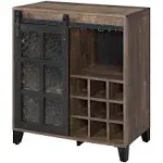 Treju - Wine Cabinet - Obscure Glass, Rustic Oak & Black Finish