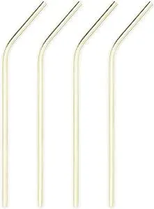 Viski Gold Metal Straws, 8inch Gold Straws Reusable Straws for Tumblers Stainless Steel Drinking Straw Reusable Straw Set of 4