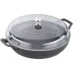 Staub Cast Iron 3.5 Quart Braiser with Glass Lid - Matte Black