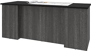 Bestar Norma 71W Desk Shell in Walnut Grey & White