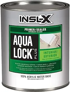 INSL-X AQ040009A-04 Aqua Lock Plus 100% Acrylic Water-Based Sealer Primer, 32 Fl Oz (Pack of 1), White